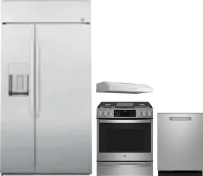 4 Piece Package Includes Refrigerator, Range, Hood And Dishwasher